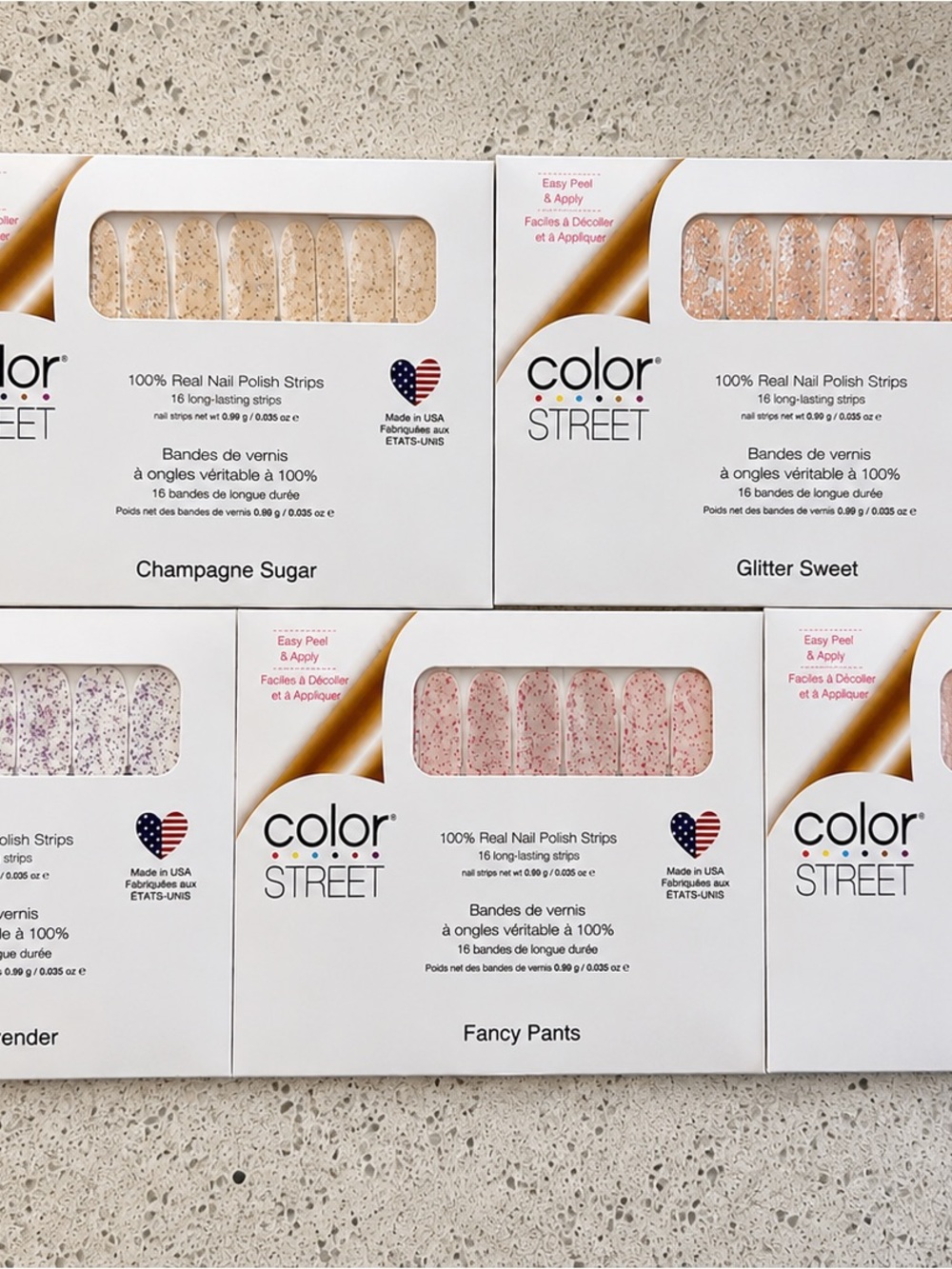 Color Street Soft Girl Sparkle Bundle Champagne Sugar Candied Lavender